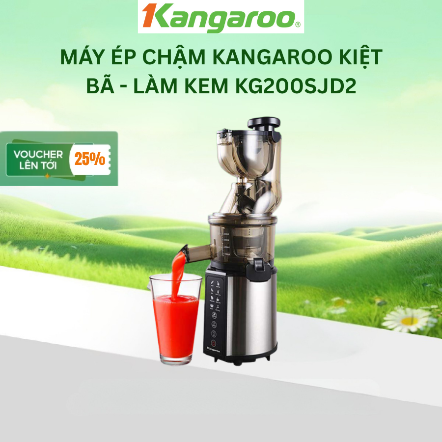 [Xả kho giá sốc]  Máy ép chậm Kangaroo lực ép lớn - kiệt bã - làm kem KG200SJD2 - Hàng chính hãng
