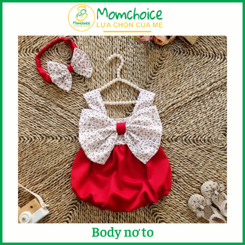 Bodysuit Nơ Bản To Điệu Đà Cho Bé Gái [MOMCHOICE] Body trẻ em kèm turban từ ss -13kg. Chất Đũi Cara Phối Thân Tằm Ướt.