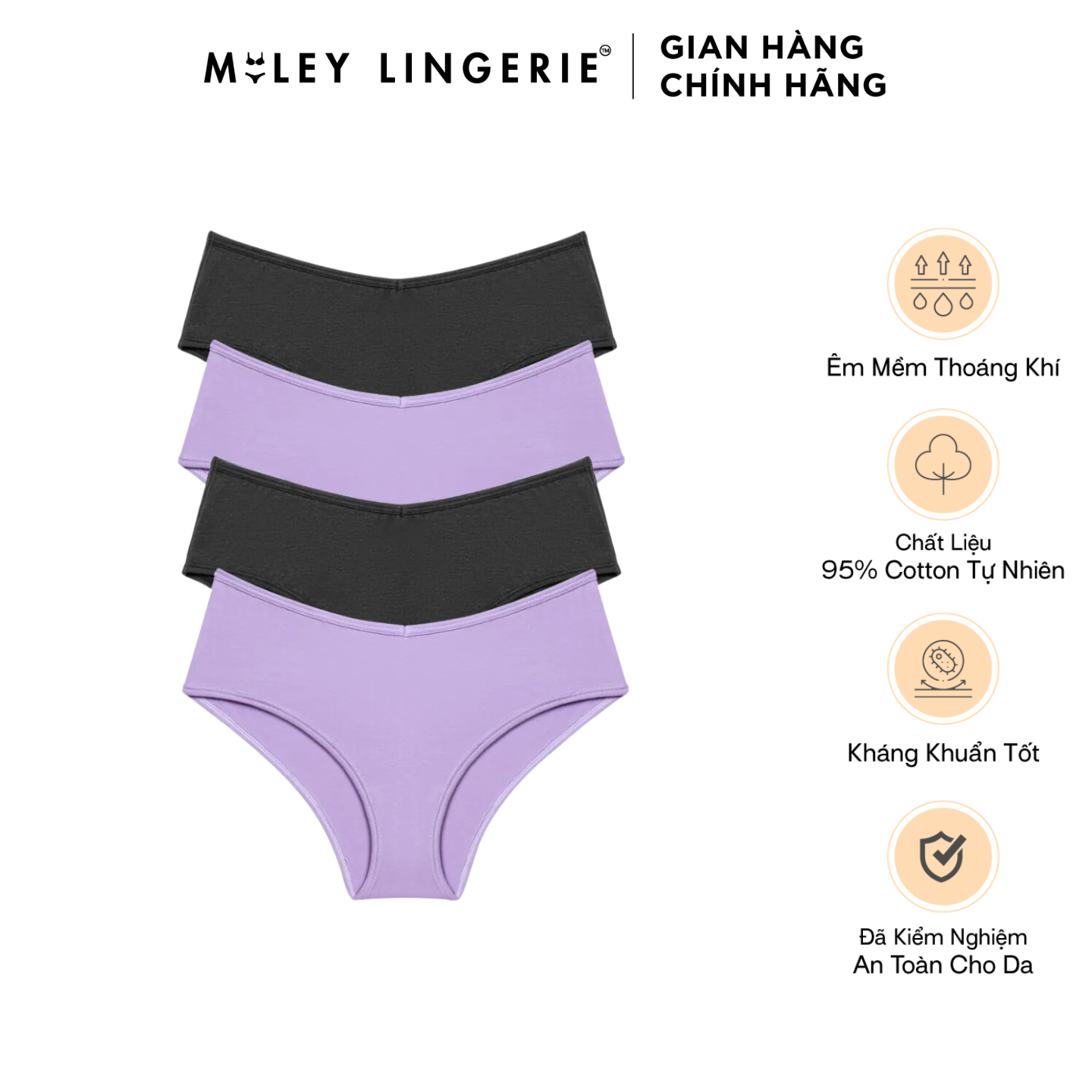 Combo 4 quần lót nữ cotton thiên nhiên êm mềm thoáng khí being me miley lingerie - màu ngẫu nhiên