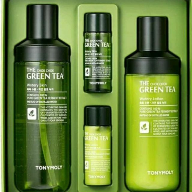 Set dưỡng da trà xanh dưỡng ẩm, chống ôxy hóa TonyMoly The Chok Chok Green Tea Watery Skin Care Set