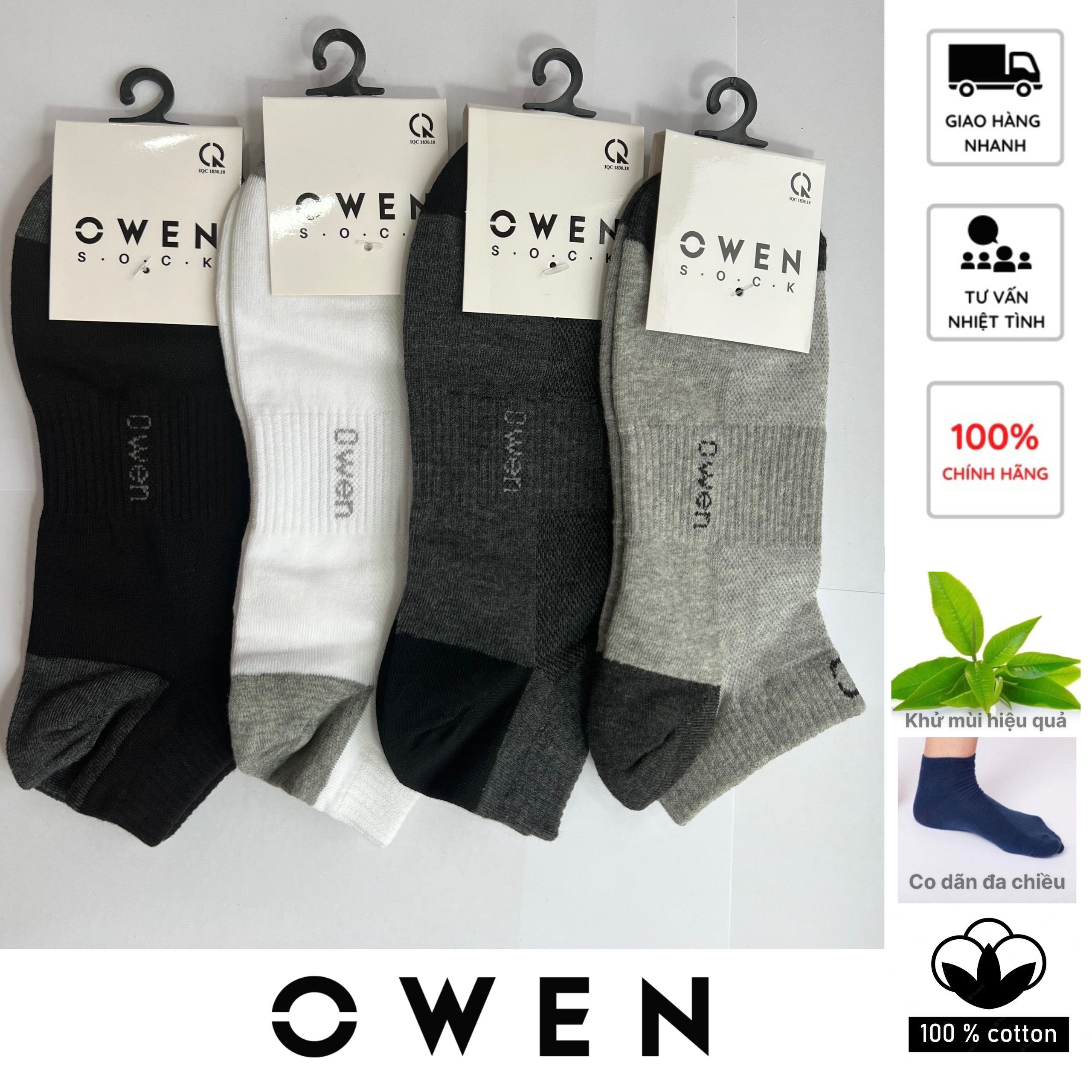 Tất nam cao cấp owen viền gót chân - 100% cotton