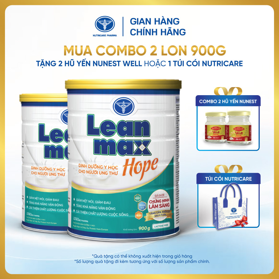 Combo 02 lon Leanmax Hope 900g - Dinh dưỡng cho người ung thư, suy mòn