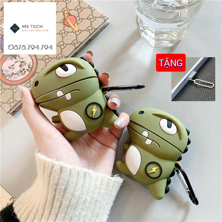 Case Airpod 1/2/ Airpod Pro hình khủng long sấm sét - Vỏ bảo vệ tai nghe Airpod 1/2/Pro - MSTech