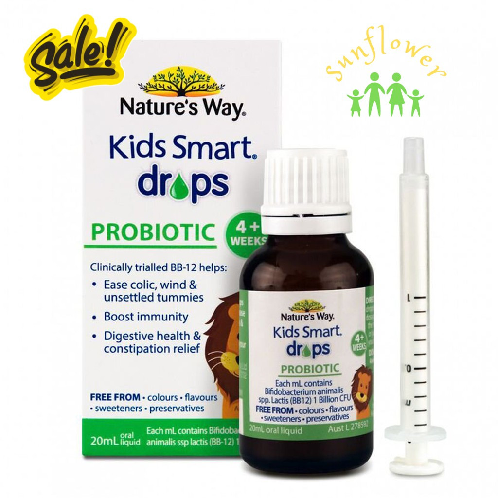 Men vi sinh cho bé từ 4 tuần tuổi Kids Smart Drops Probiotic 20ml của Úc