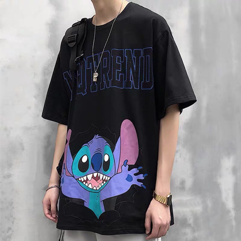 [HCM]ÁO THUN NAM NỮ STITCH ĐEN IN 3D PHẢN QUANG HOT TREND PINK SHOP