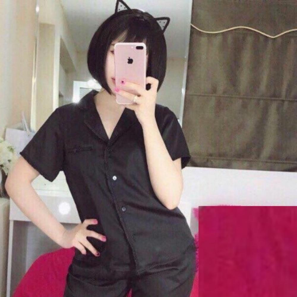 Bộ pijama Lụa, đồ ngủ, bộ mặc nhà phối Viền Bèo Tay Cộc - Quần Đùi chất liệu lụa satin