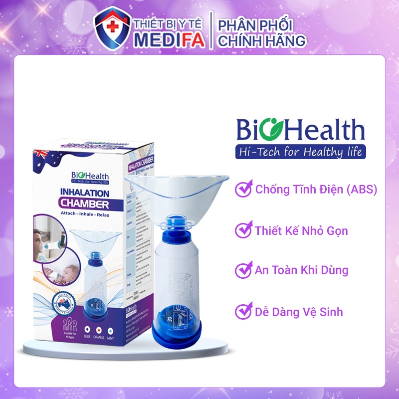 Buồng đệm khí dung, buồng hen Baby haler BioHealth kèm 2 mặt nạ, dùng được cho trẻ nhỏ, nhỏ gọn, dễ 