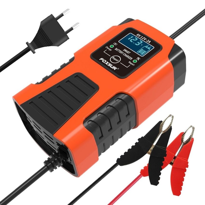 (Mẫu mới 2012) Sạc bình ắc quy 6v 12v  FOXSUR , sạc bình 4AH-40AH Sạc ắc quy thông minh có khử sunfat phục hồi bình cũ tự ngắt khi đầy