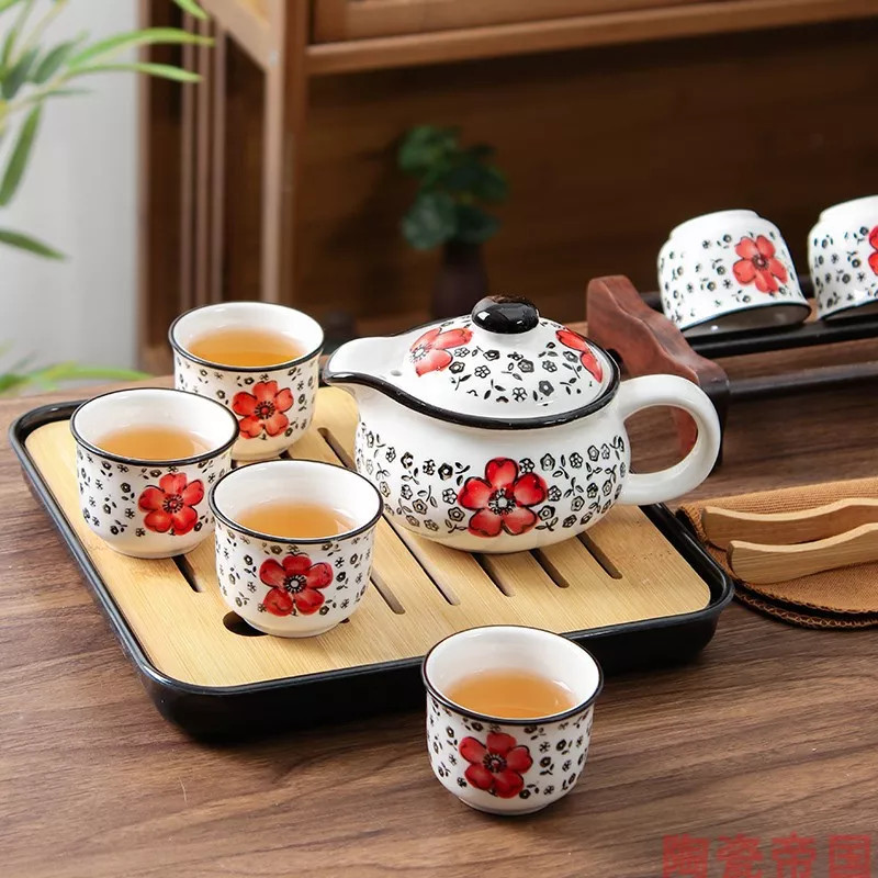 Bộ ấm trà hoa văn cổ hàng xuất Nhật -Bộ Ấm 6 Chén Trà Nhật Hoa Anh Đào Bộ ấm trà hoa văn Nhật Bản cao cấp - Bộ ấm trà bằng sứ