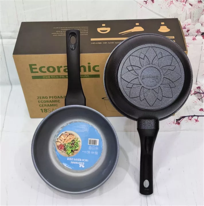 Chảo chống dính 5 lớp ecoramic hàn quốc không từ chính hãng 18cm sâu lòng