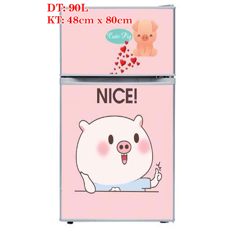 [HCM]Decal dán tủ lạnh 90l mẫu Pig cute