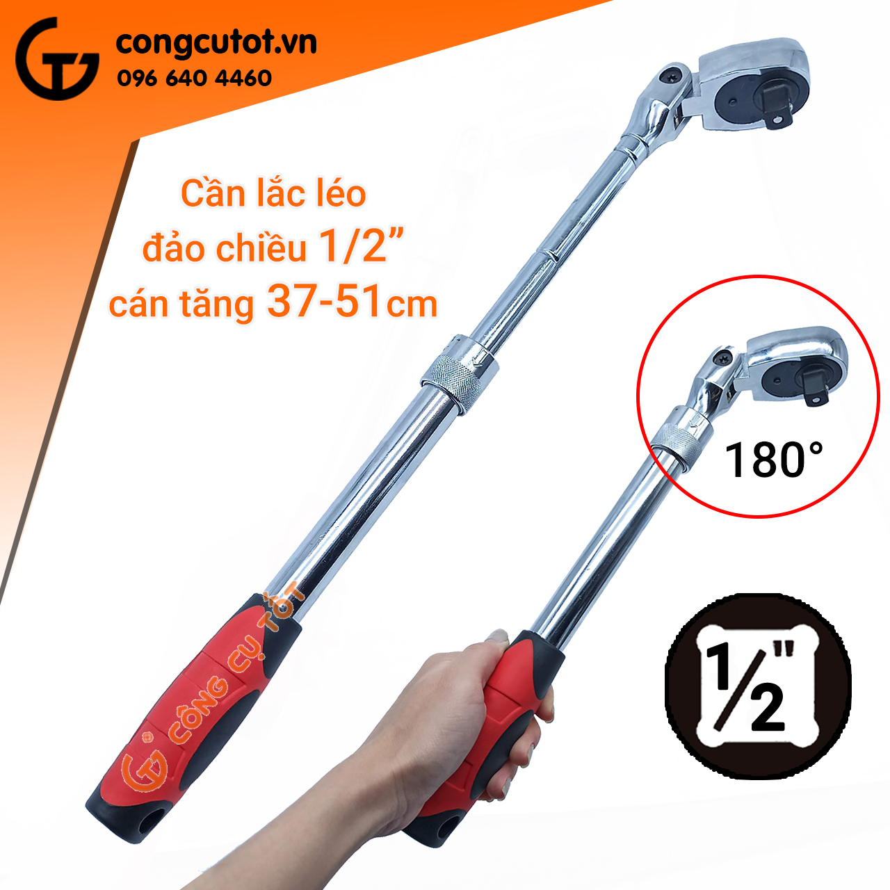 Cần siết - cần xiết lắc léo tự động đảo chiều 1/2 inch cán tăng 37-51cm