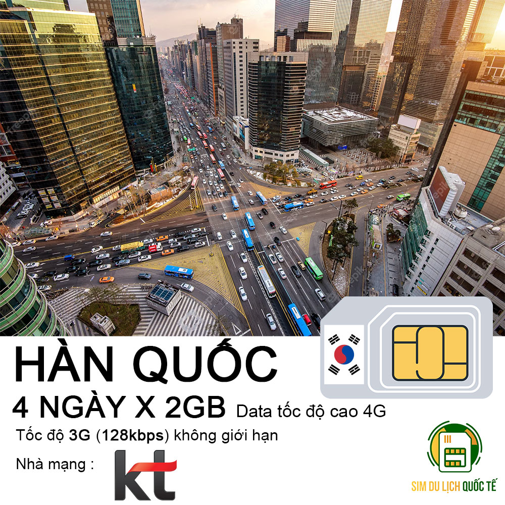 Freeship - chưa kích hoạt. sim data du lịch 4g hàn quốc 4 ngày - 2gb/ngày tốc độ cao.