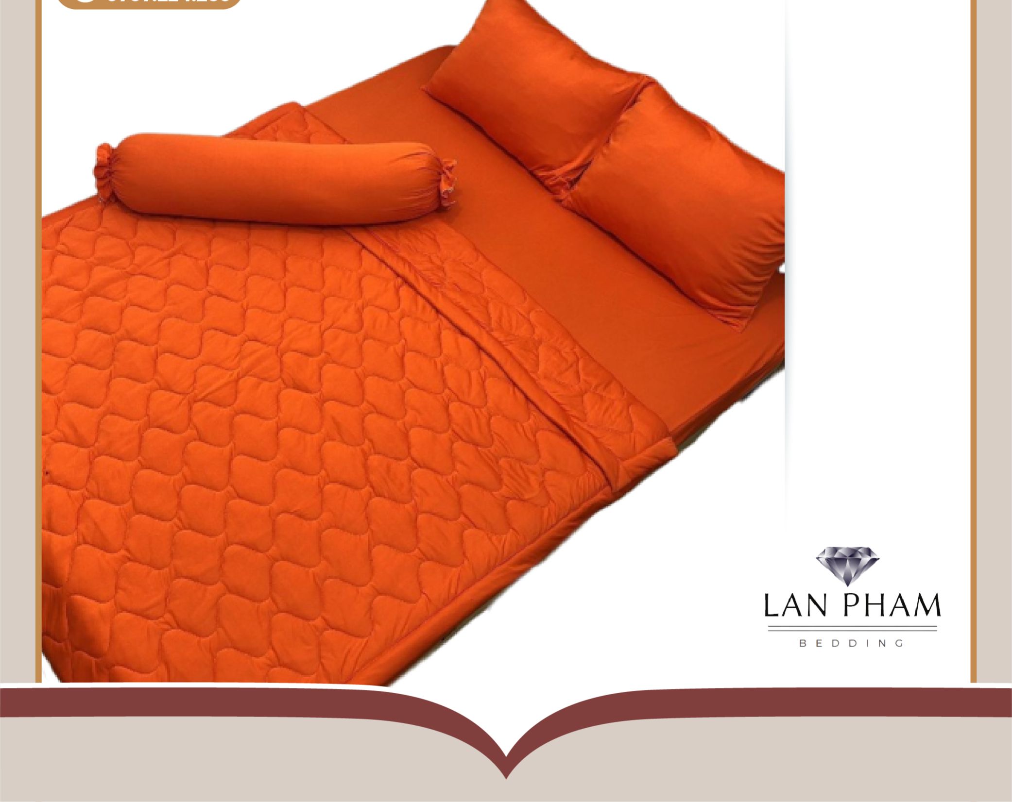 Trọn Bộ Chăn Ga Gối Thun Lạnh Hàn Quốc Lan Phạm Bedding - Màu Cam