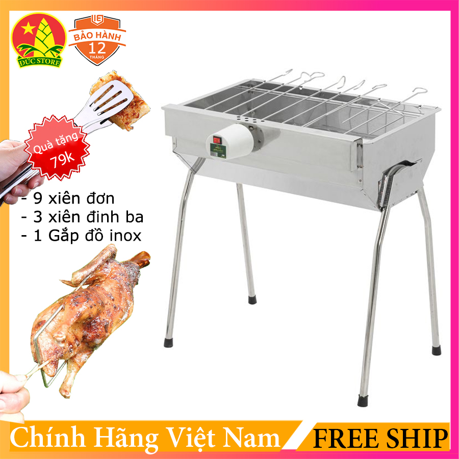 Bếp nướng than hoa tự xoay Pro (cỡ trung).Chất liệu inox toàn phần 100% do kỹ sư VIỆT NAM sáng chế và sản xuất. Sản phẩm được bảo hành lên đến 10 tháng đổi mới models V5 - 919
