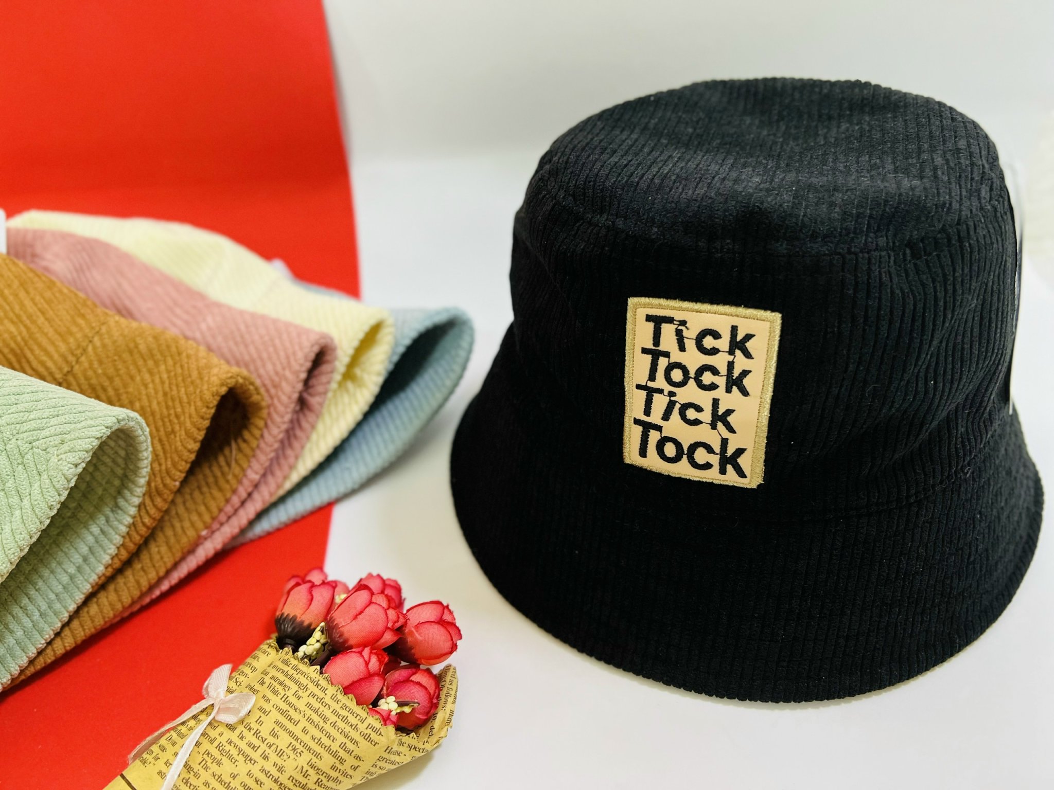 Mũ nón bucket vành cụp nam nữ tick tock - vải nhung tăm cao cấp