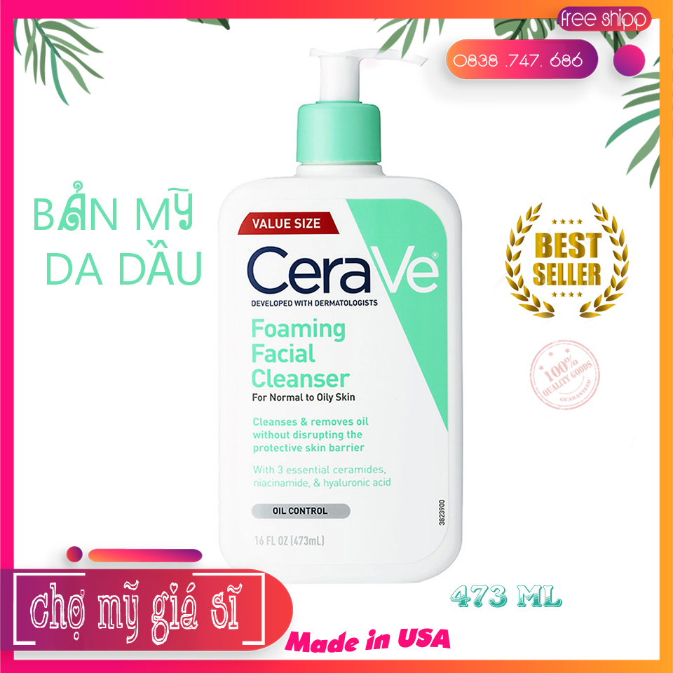 Sữa rửa mặt Cerave Foaming Facial Cleanser 473ml