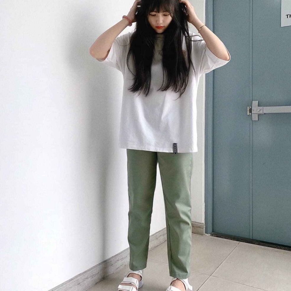 Quần kaki xanh rêu unisex - Quần baggy kaki màu rêu - Basic Pants Kaki nam nữ cực đẹp