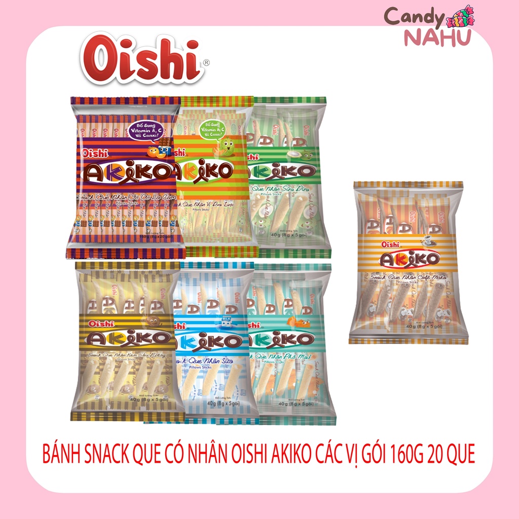 Bánh snack que có nhân Oishi Akiko các vị gói 160g 20 que