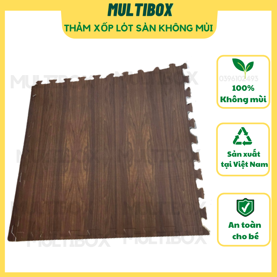 Combo 4 miếng xốp trải sàn giả gỗ, thảm xốp lót sàn vân gỗ 60x60x1cm