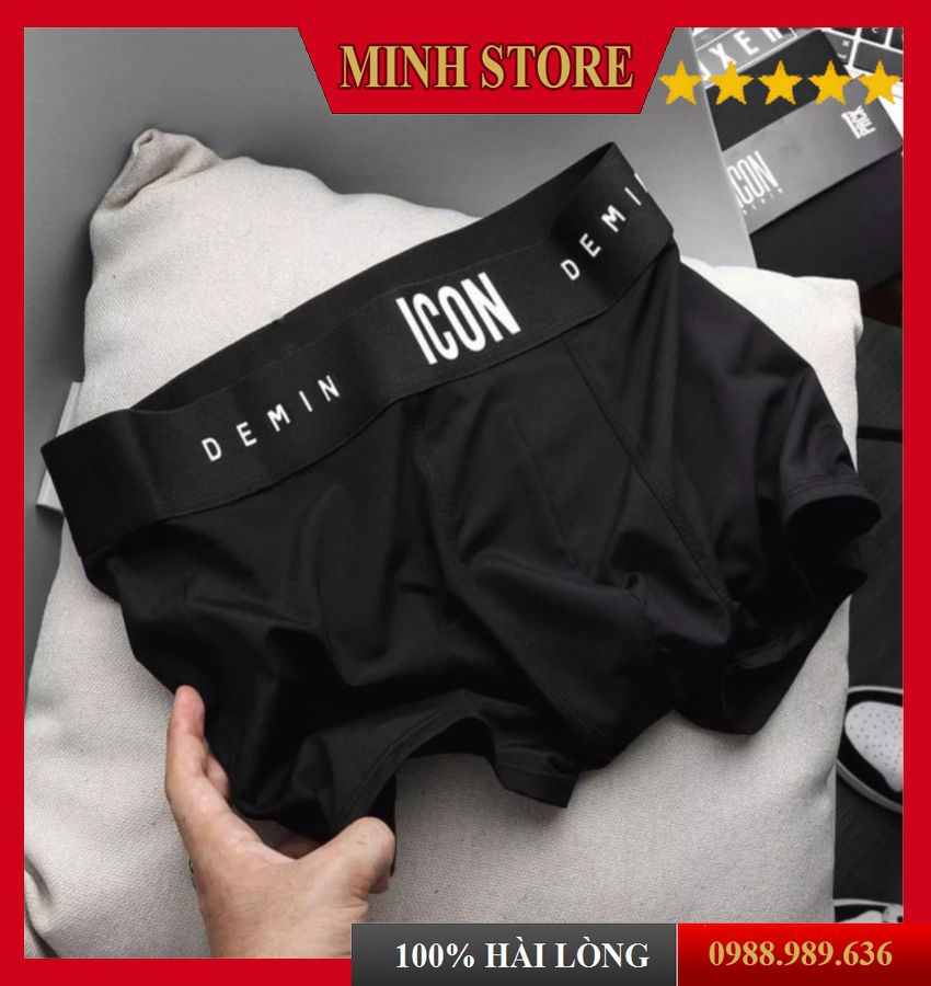 Quần Sịp Nam Thun lạnh Boxer ICON co dãn 4 chiều, Quần Lót Nam Boxer Thun lạnh ICON Demin sexy cao cấp SI01 - Minhstore5