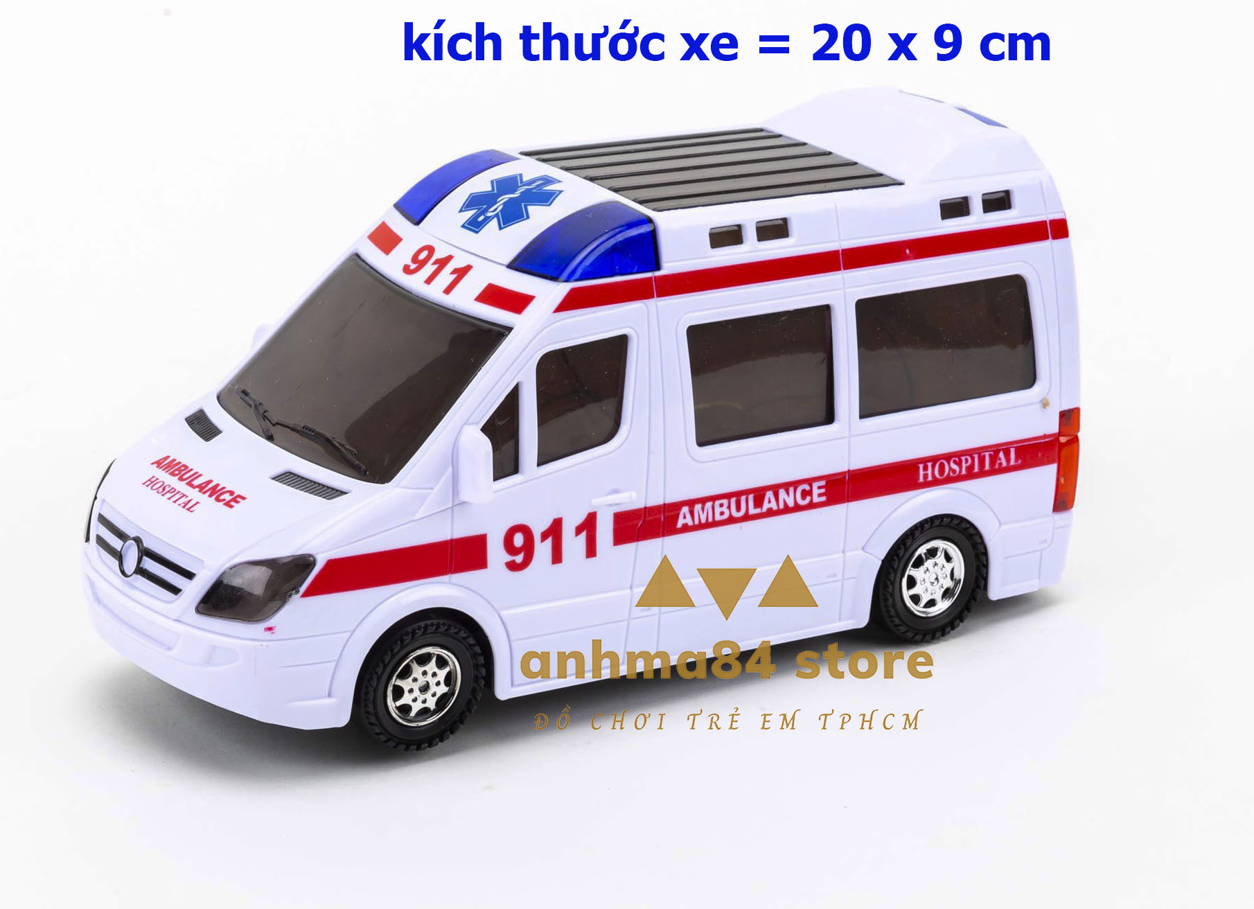Đồ chơi Xe Cứu Thương chạy pin tiểu - Xe cấp cứu phát nhạc đèn vui nhộn - anhma84 store