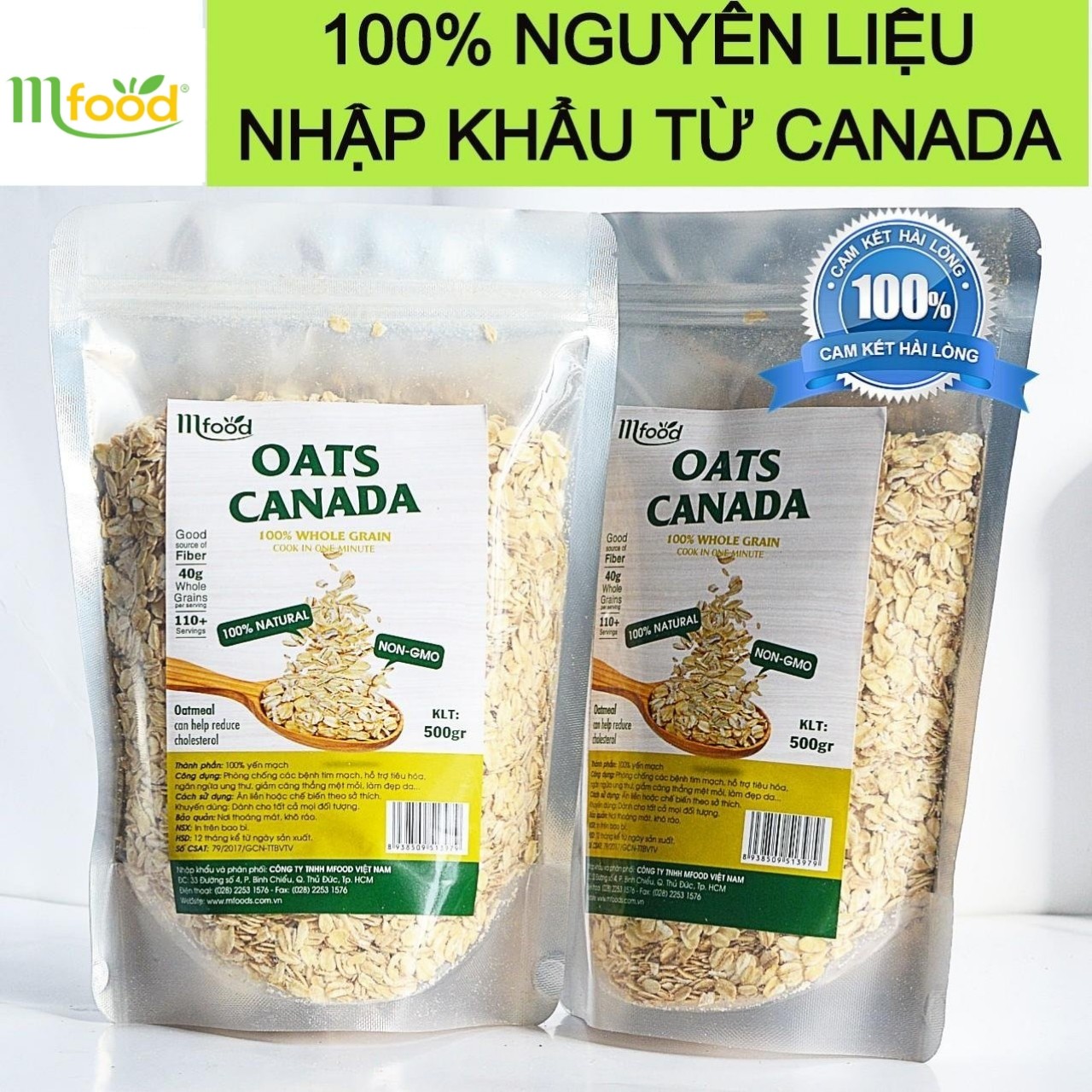 [HCM]Yến Mạch Oats Canada Nguyên Chất túi 500g ( Nguyên Hạt )