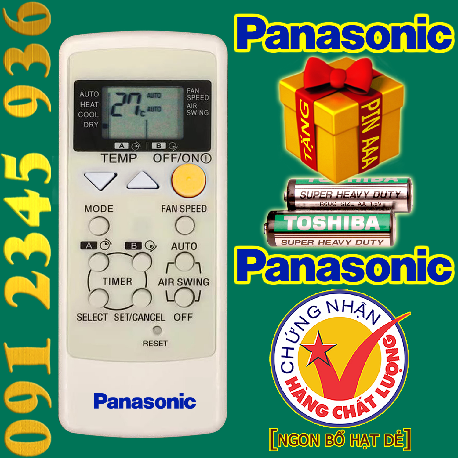 Điều khiển Panasonic [HÀNG ĐẸP] cho điều hòa. (Mẫu số 8)