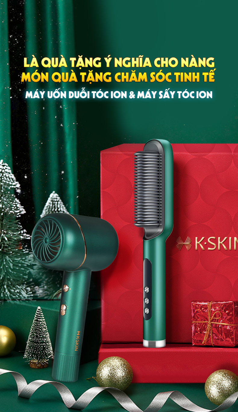 Combo Lược Uốn duỗi ION & Máy sấy tóc công nghệ ULTRA BLACK K-SKIN cực xịn - (Bảo hành 12 tháng & Đổi trả trong 7 ngày nếu lỗi sản phẩm) KD380K+KD318
