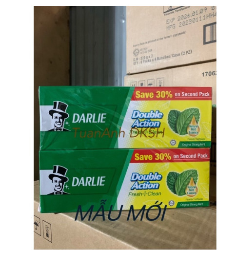 Kem đánh răng DARLIE Thái Lan hộp 2 tuýp ông tây đen già bạc hà trà xanh chanh muối thảo mộc dược trắng thơm
