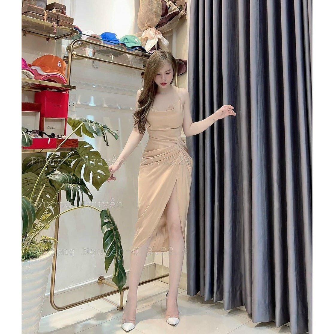 Đầm Body 2 Dây Cổ Đổ Xẻ Tà Có Mút Ngực L-T Fashion Freesize 40-55kg Phù Hợp Với Mọi Phong Cách.