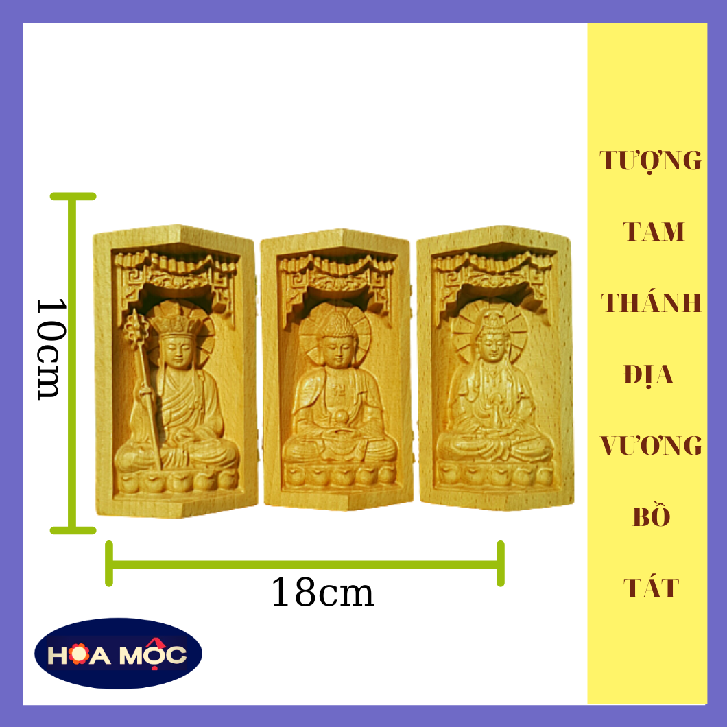 Tượng Tam Thánh Địa Tạng Vương Bồ Tát bằng gỗ 10cm [HOA MỘC] MÀU VÀNG [FREE SHIP TOÀN QUỐC]ĐỨC PHẬT A DI ĐÀ - PHẬT QUAN ÂM BỒ TÁT. TƯỢNG LÀM QUÀ TẶNG NGƯỜI THÂN, TRANG TRÍ PHÒNG LÀM VIỆC, TỤNG KINH ĐẠI TẠNG VƯƠNG