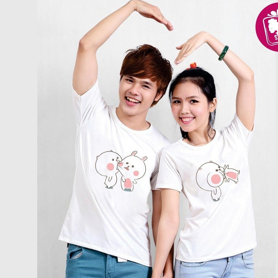 Áo thun đôi( giá 2 áo) hai hình ngoặm nhau mặc đôi ý nghĩa áo đôi nam nữ, áo cặp nam nữ