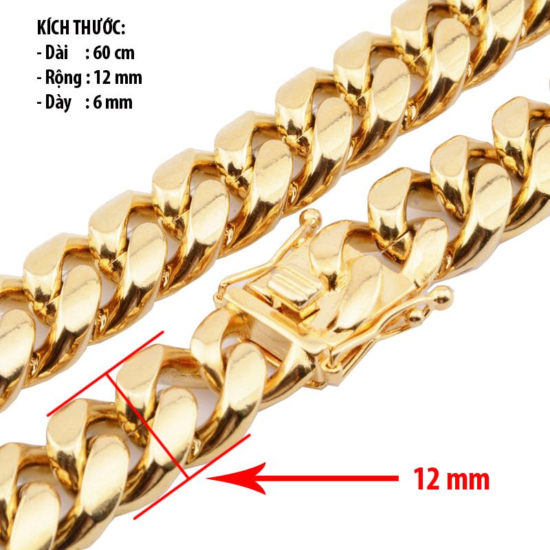 Dây chuyền nam thời trang kiểu xích dẹp 12 li, khóa hộp mạ 18k sang trọng, đẳng cấp T3