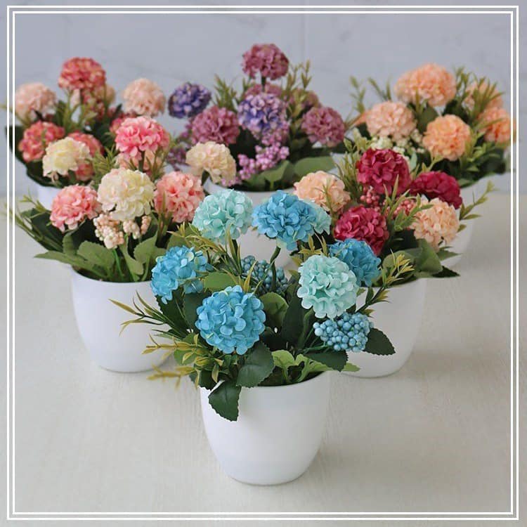 Chậu Hoa Cúc Để Bàn Trang Trí Vintage 20cmx14cm Kèm chậu nhựa