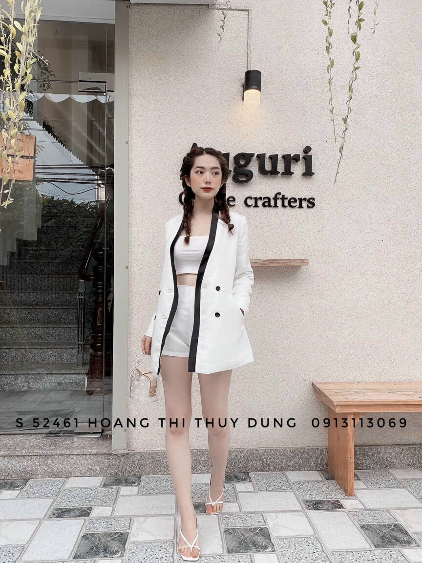 [HCM]Set vest 3 món áo vest tay dài chạy viền áo oongss quần đùi #setvestquandui