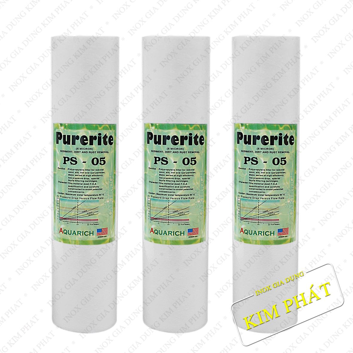 Combo 03 lõi lọc nước số 1 purerite ps-05 10 inch