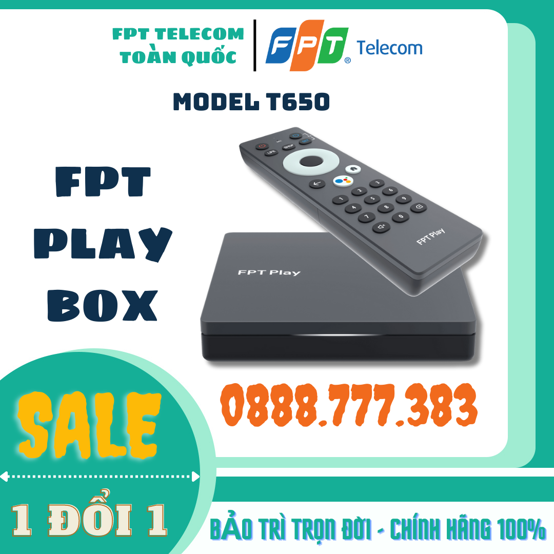 [QUÀ TẶNG 300K] TV Box FPT Play Box + Model T650 - RAM 2Gb  - Android TV 11 - Điều Khiển Bằng Giọng Nói - Biến TV Thường Thành TV Thông Minh + Quà Tặng 07 Tháng Gói Kênh + Bảo Trì Trọn Đời