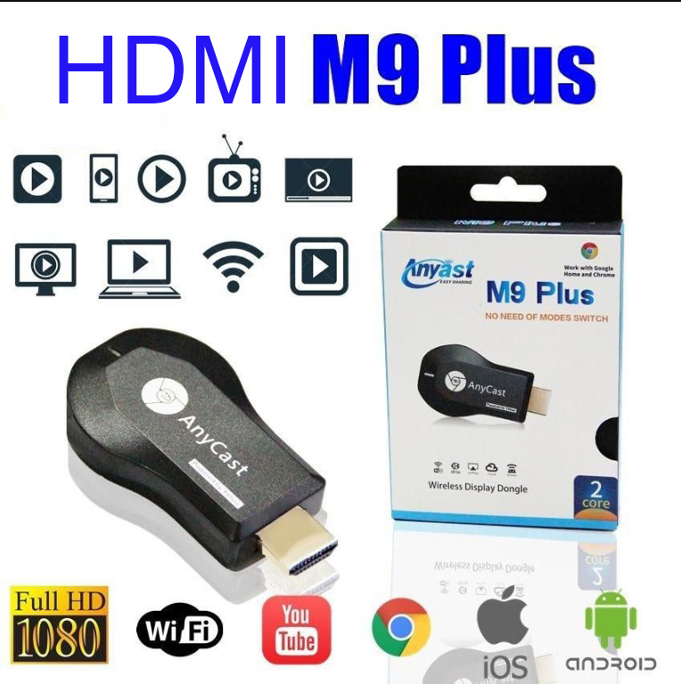 HDMI Không Dây Anycast M9 Plus 2020 Full HD 1080P - HDMI không dây - Kết nối điện thoại với Tivi dễ dàng Truyền tải màn hình điện thoại lên Tivi nét không bị vỡ hình chơi game mobile trên màn hình tivi.