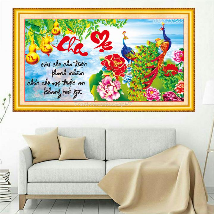 [HCM]Tranh đính đá cha mẹ VS057 - tự đính