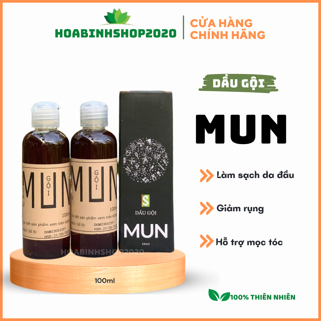 Dầu gội mun thảo dược htx sinh dược 100ml, chăm sóc tóc từ cỏ cây hoa lá
