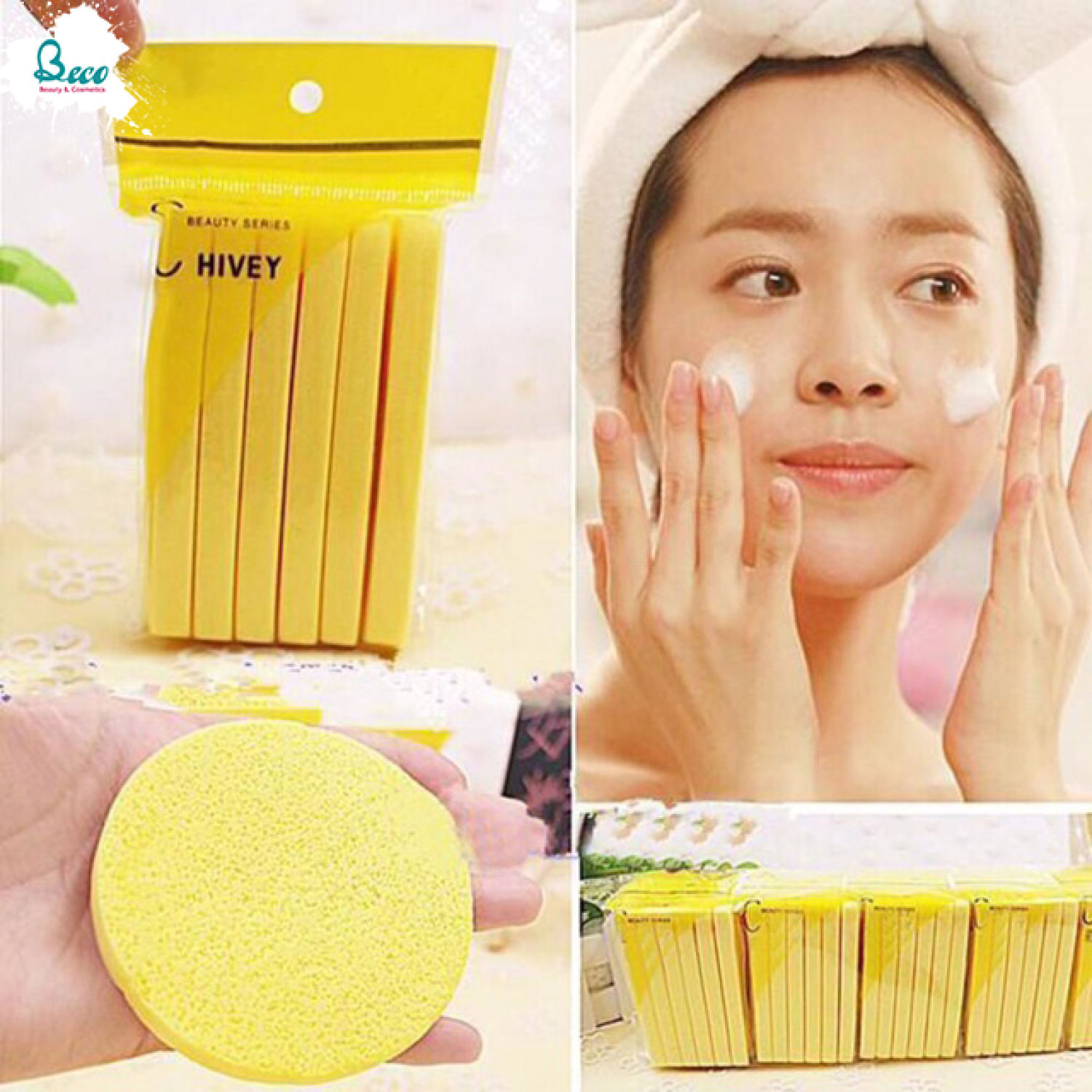Bông bọt biển rửa mặt Chivey Nhật Bản bịch 12 miếng