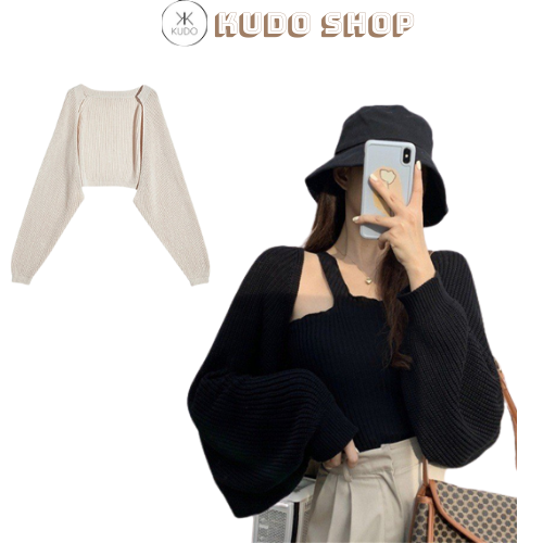 Áo Cardigan len tay dài nửa người, Cardigan croptop trẻ trung tôn dáng trẻ trung năng động Kudoshop