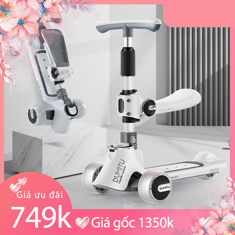 Xe trượt scooter Dumitu cao cấp - Xe trượt scooter 3 bánh cho bé chính hãng - Tải trọng 100kg, phùi hợp cho bé từ 1-12 tuổi