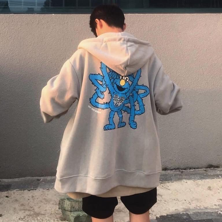 [HCM]ÁO KHOÁC NAM CÓ NÓN ÁO KHOÁC THUN NỈ NGOẠI IN HOẠT HÌNH MÀU XÁM CHUỘT THỜI TRANG UNISEX PHONG CÁCH SAKURA MSF566