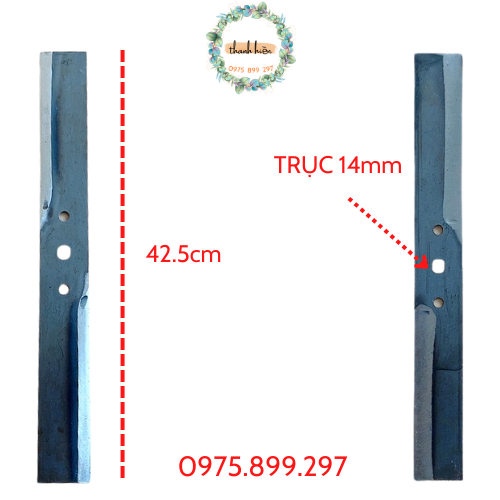 Lưỡi dao lắp máy thái chuối dài 43cm trục 14mm
