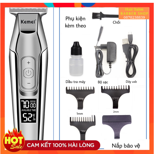 Tông Đơ Cắt Tóc, Bấm Viền, Chấn Viền Kemei 5027 Cao Cấp - Đã Mài Chuốt Lưỡi - Bảo Hành 6 Tháng - Lỗi 1 Đổi 1