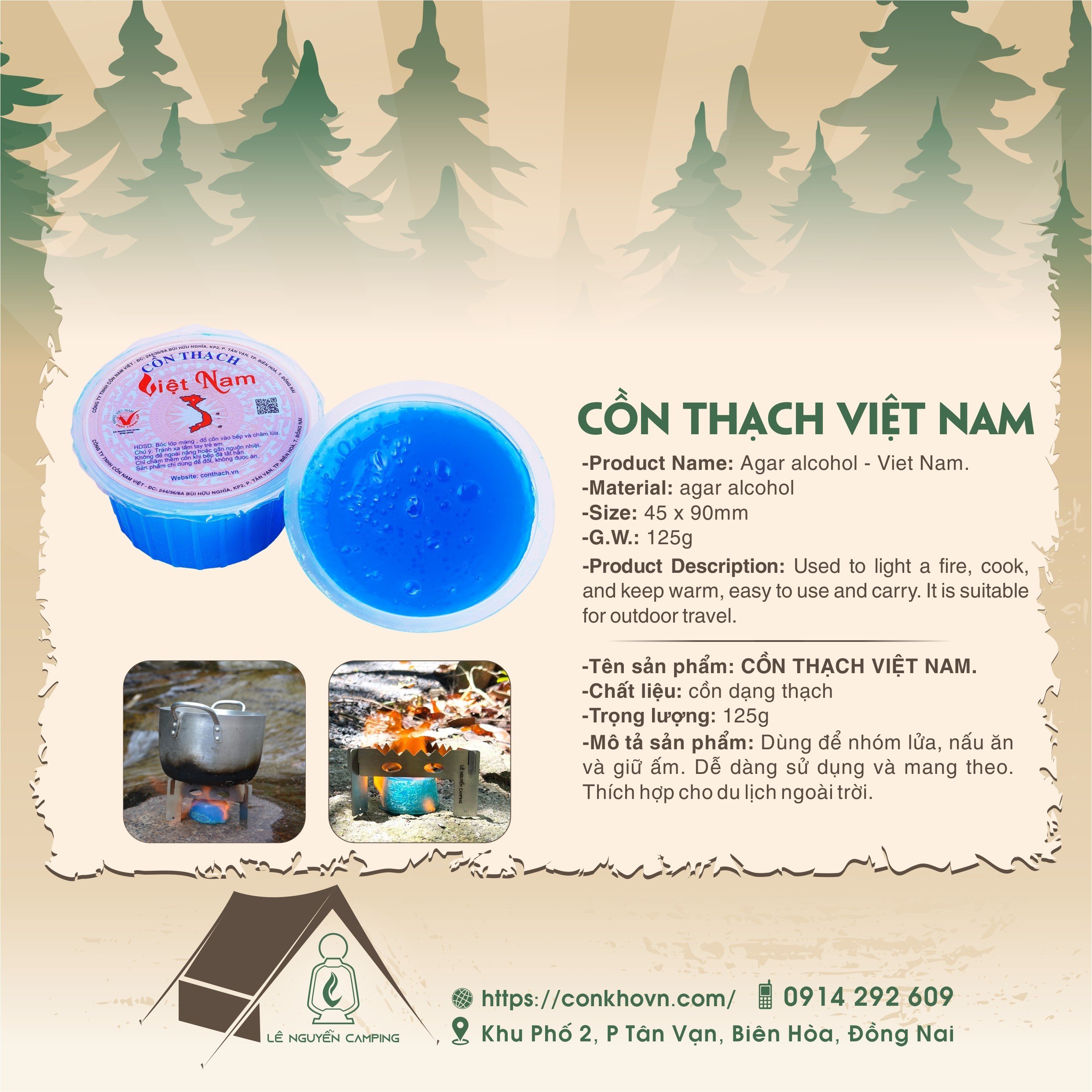 Cồn thạch việt nam - thùng 60 ly 125gr - cháy sạch không để lại cặn
