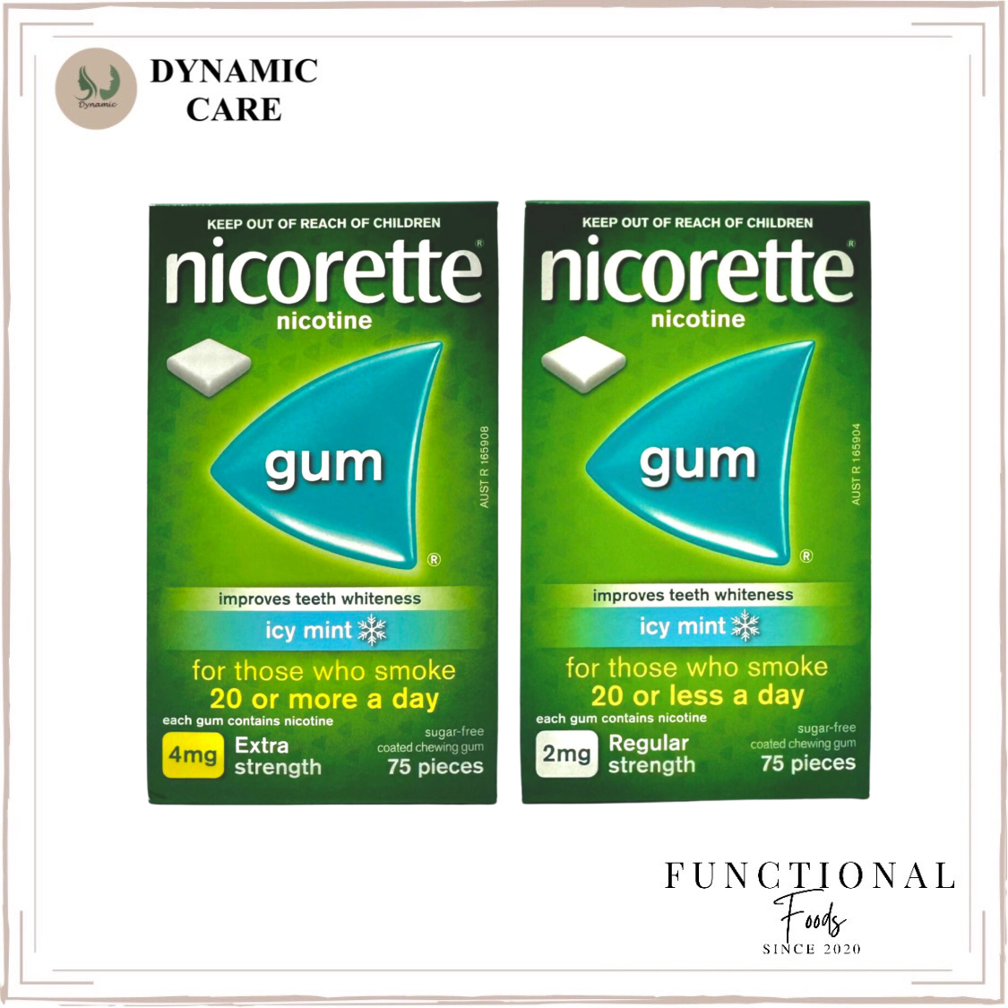 [Tách lẻ- Che tên] Kẹo cao su nhai giúp cai thuốc lá Nicorette nicotine gum icy mint 2mg và 4mg hộp 75 viên- 150 viên