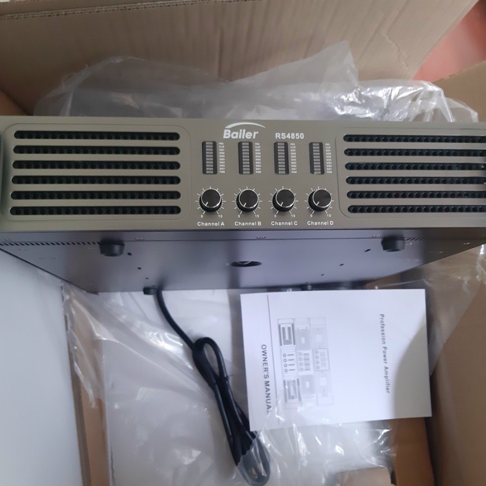 Main đẩy 4 kênh Bailer RS4850 64 sò siêu khủng - Công suất 850w/kênh, sò Toshiba, nguồn xuyến đồng